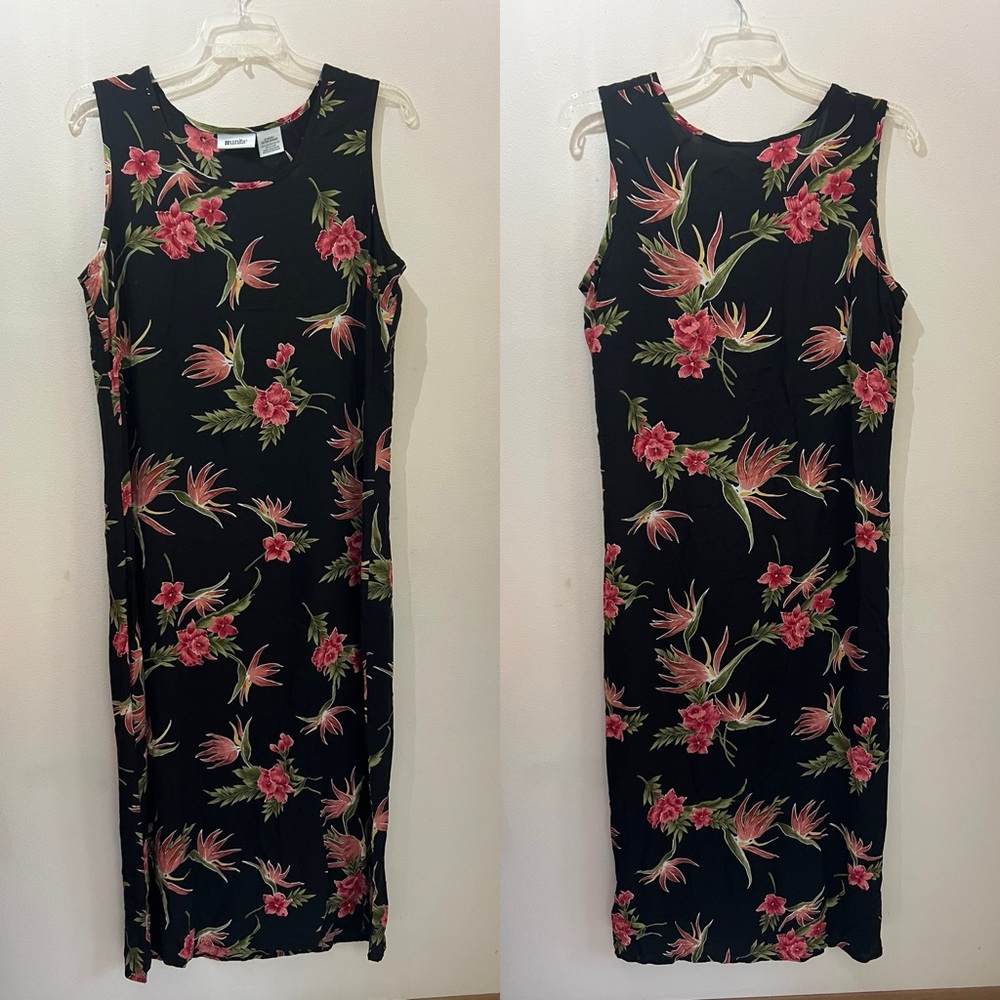 Black Floral Midi Dress Size XL Bird of Paradise